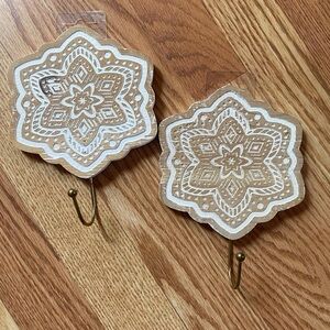 Hobby Lobby Beige and White Mandala Wall Hooks - Set of 2